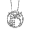 Cheryl M Sterling Silver Rhodium-plated Polished CZ Owls with Extension Necklace