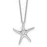 Cheryl M Sterling Silver Rhodium-plated Polished CZ Starfish with Extension Necklace