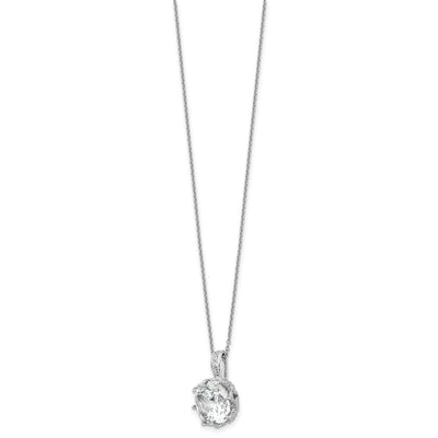 Cheryl M Sterling Silver Rhodium-plated Polished Fancy Gallery Cushion-cut CZ Necklace