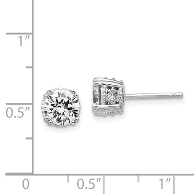 Cheryl M Sterling Silver Rhodium-plated Round Brilliant-cut CZ Post Stud Earrings