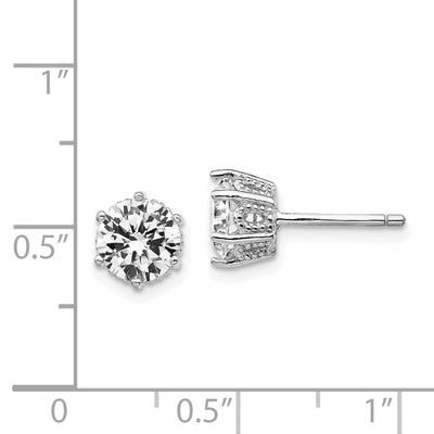Cheryl M Sterling Silver Rhodium-plated Brilliant-cut CZ Post Stud Earrings