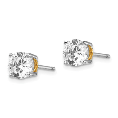 Cheryl M Sterling Silver Rhodium-plated with Gold-plated Accent XO Brilliant-cut CZ Stud Post Earrings