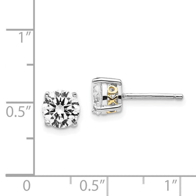 Cheryl M Sterling Silver Rhodium-plated with Gold-plated Accent XO Brilliant-cut CZ Stud Post Earrings