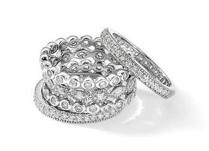 Cheryl M Sterling Silver Rhodium-plated Brilliant-cut CZ 5 Piece Eternity Ring Set