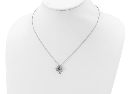 Sterling silver cubic zirconia clover necklace, another view