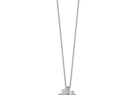 Sterling silver cubic zirconia clover necklace, further view