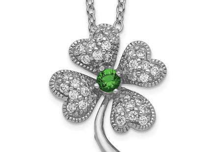 Sterling silver cubic zirconia clover necklace