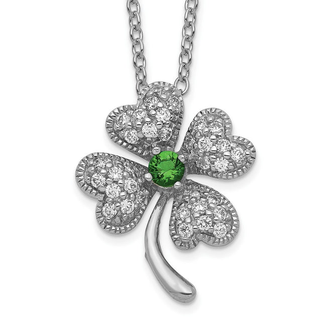 Sterling silver cubic zirconia clover necklace