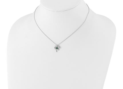 Sterling silver cubic zirconia clover necklace, another view