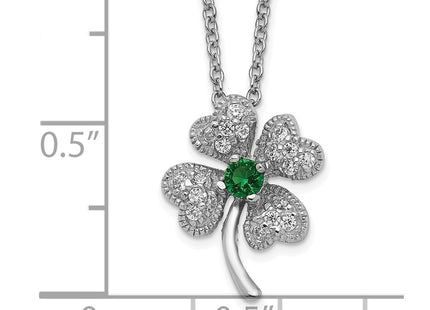 Sterling silver cubic zirconia clover necklace, alternate view