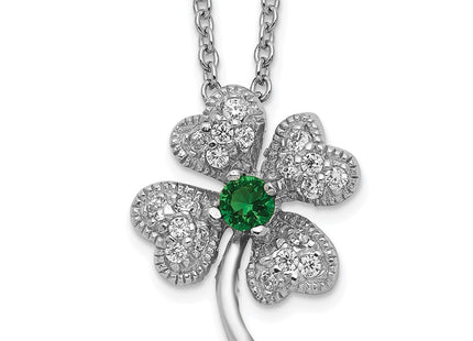 Sterling silver cubic zirconia clover necklace