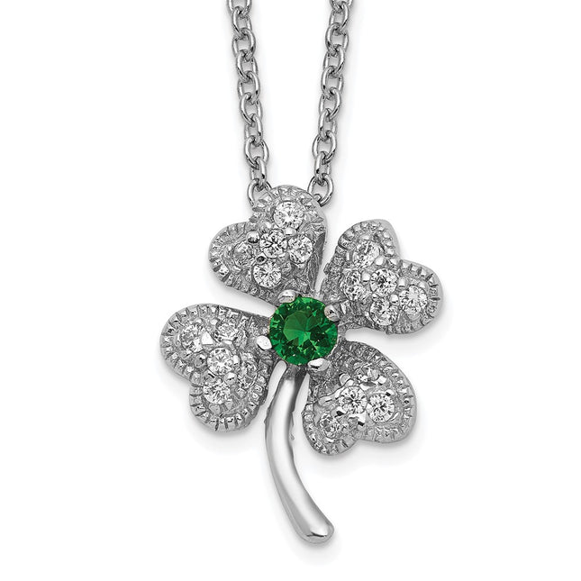 Sterling silver cubic zirconia clover necklace