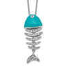 Cheryl M Sterling Silver Rhodium-plated Enameled Brilliant-cut CZ Fish Necklace