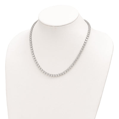 Cheryl M Sterling Silver Rhodium-plated Brilliant-cut CZ Necklace, 18 x 5mm
