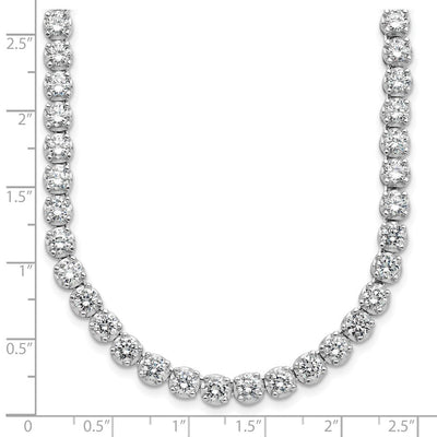 Cheryl M Sterling Silver Rhodium-plated Brilliant-cut CZ Necklace, 18 x 5mm