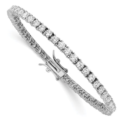 Cheryl M Sterling Silver Rhodium-plated Brilliant-cut CZ Tennis Bracelet