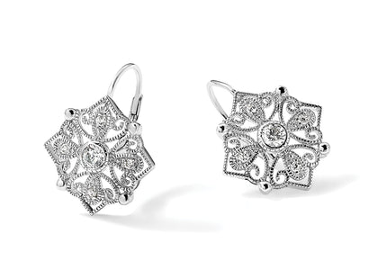 Cheryl M Sterling Silver Rhodium-plated Fancy Brilliant-cut CZ Leverback Earrings