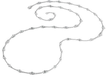 Cheryl M Sterling Silver Rhodium-plated Brilliant-cut Round CZ 42 Station Necklace