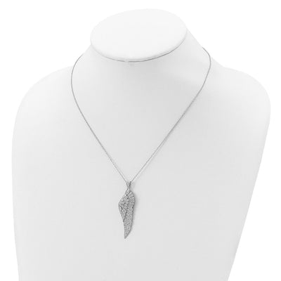 Cheryl M Sterling Silver Rhodium-plated Brilliant-cut CZ Angel Wing Necklace