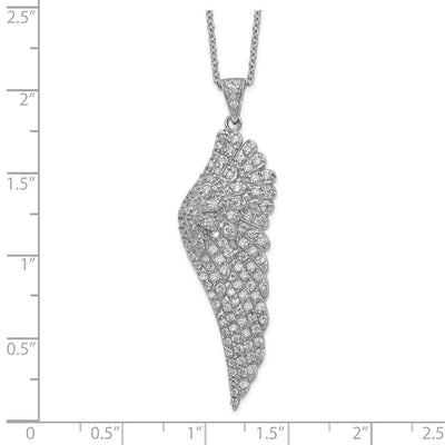 Cheryl M Sterling Silver Rhodium-plated Brilliant-cut CZ Angel Wing Necklace