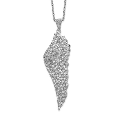 Cheryl M Sterling Silver Rhodium-plated Brilliant-cut CZ Angel Wing Necklace