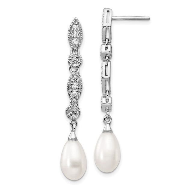 Sterling silver cubic zirconia teardrop drop earrings