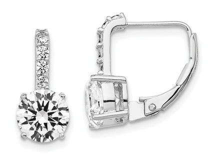 Cheryl M Sterling Silver Rhodium-plated Brilliant-cut CZ Leverback Earrings (Style QCM755)