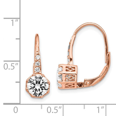 Cheryl M Sterling Silver Rose Gold Plated Brilliant Cut Cz Leverback Dangle Earringssterling Silver