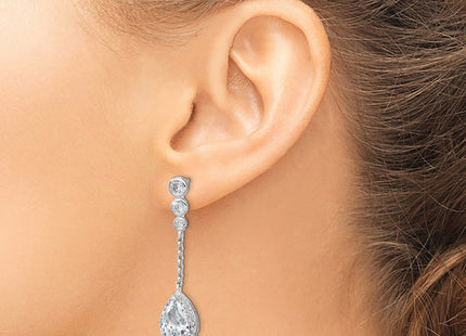 Sterling silver cubic zirconia teardrop drop earrings, another view
