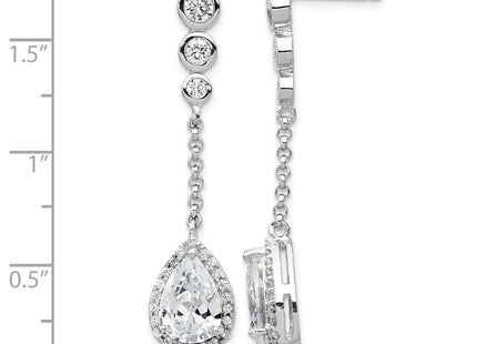 Sterling silver cubic zirconia teardrop drop earrings, further view
