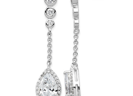 Sterling silver cubic zirconia teardrop drop earrings