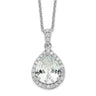 Cheryl M Sterling Silver Rhodium-plated Brilliant-cut Teardrop CZ Halo Necklace