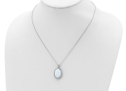 Sterling silver cubic zirconia oval necklace, another view