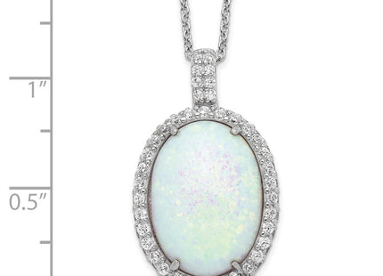 Sterling silver cubic zirconia oval necklace, alternate view