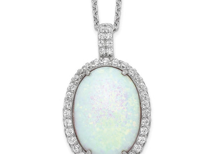 Sterling silver cubic zirconia oval necklace
