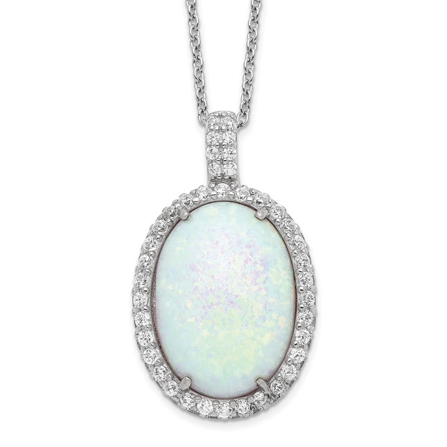 Sterling silver cubic zirconia oval necklace