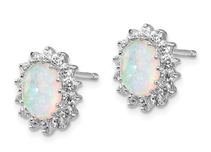 Sterling silver cubic zirconia oval earrings, alternate view