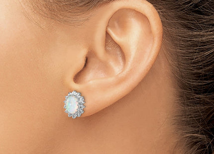 Sterling silver cubic zirconia oval earrings, another view
