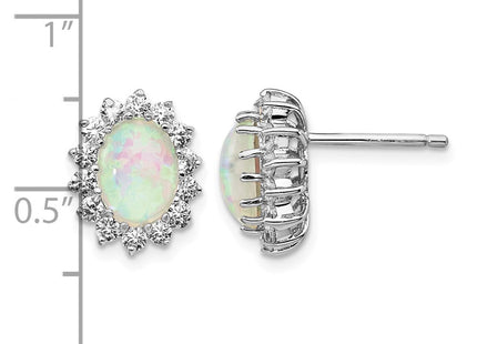Sterling silver cubic zirconia oval earrings, further view