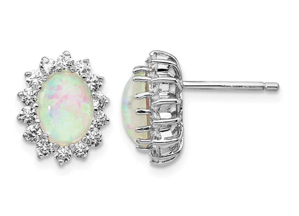 Sterling silver cubic zirconia oval earrings