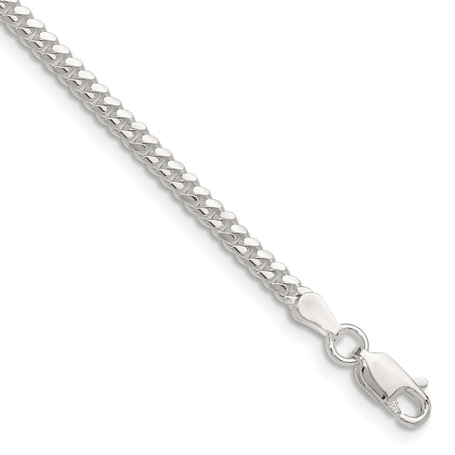 Sterling Silver Polished Domed Curb Chain, 7 x 2.9mm