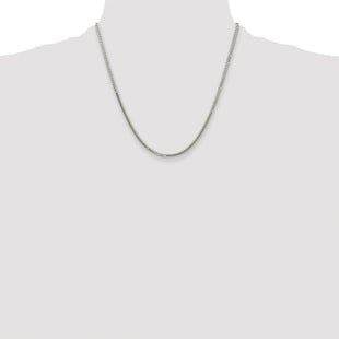 Sterling Silver Rhodium-plated Polished Domed Curb Chain (Style QDB080R-20)