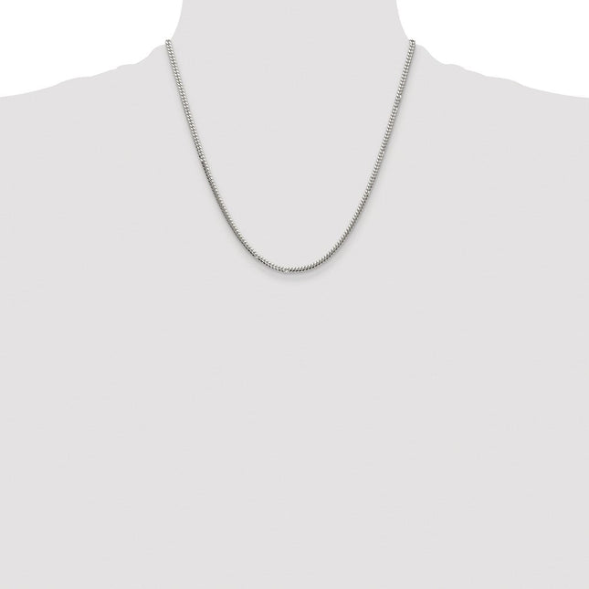 Sterling Silver Rhodium-plated Polished Domed Curb Chain, 7 x 2.9mm