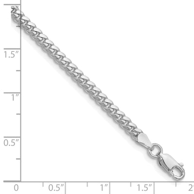 Sterling Silver Rhodium-plated Polished Domed Curb Bracelet, 7 x 3.4mm