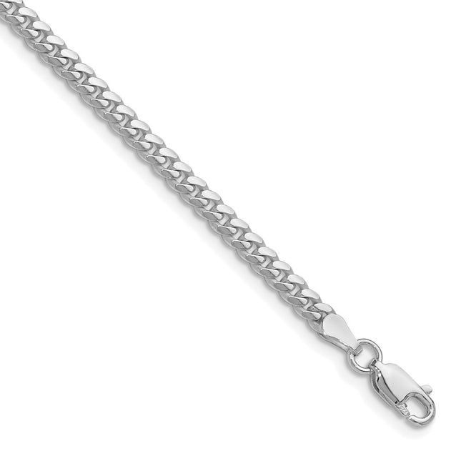 Sterling Silver Rhodium-plated Polished Domed Curb Bracelet, 7 x 3.4mm