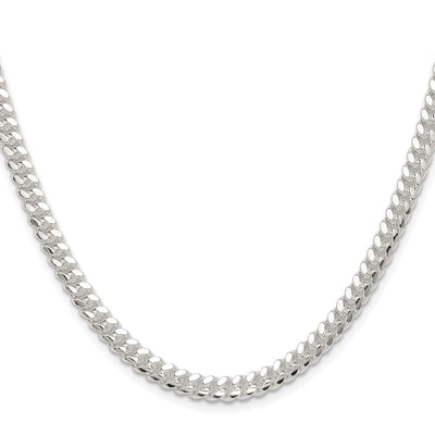 Sterling Silver Rhodium-plated Polished Domed Curb Chain, 18 x 5.7mm