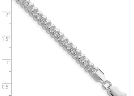 Sterling Silver Rhodium-plated Polished Domed Curb Bracelet, 7 x 5.7mm