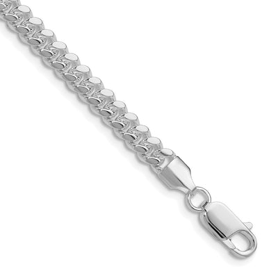 Sterling Silver Rhodium-plated Polished Domed Curb Chain, 18 x 5.7mm
