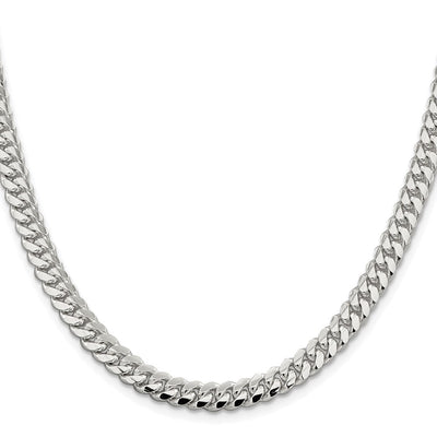 Sterling Silver Rhodium-plated Polished Domed Curb Bracelet, 7 x 6.4mm