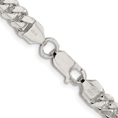 Sterling Silver Rhodium-plated Polished Domed Curb Bracelet, 7 x 6.4mm
